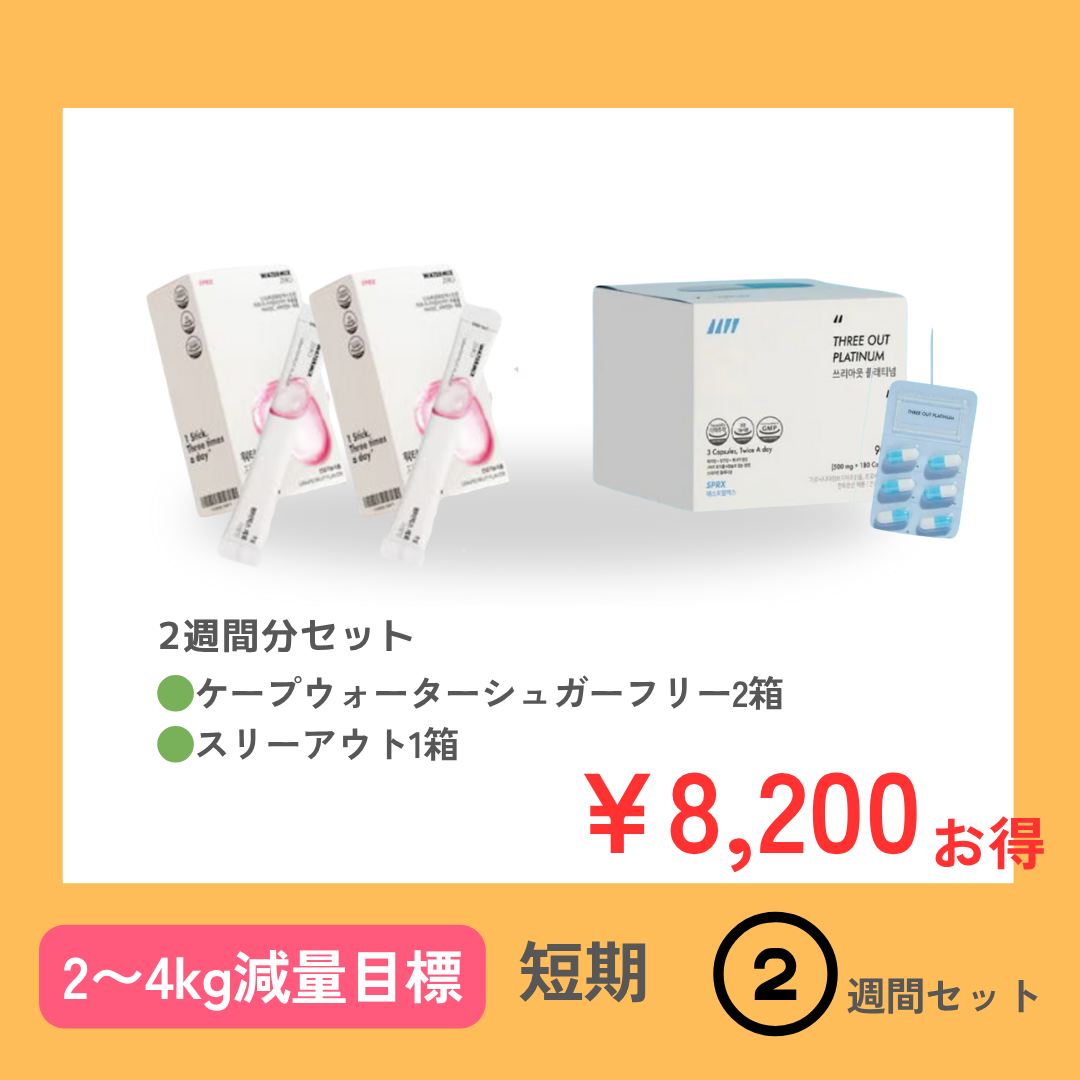短期(2〜4kg)SPRX ケープウォーターミックス 2箱 x スリーアウト１箱 (２週間分）